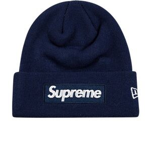 Supreme Dark Blue Logo Beanie